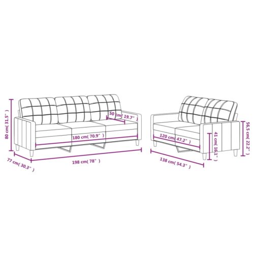 2-Piece Sofa Set with Cushions Dark Grey Fabric - Image 6