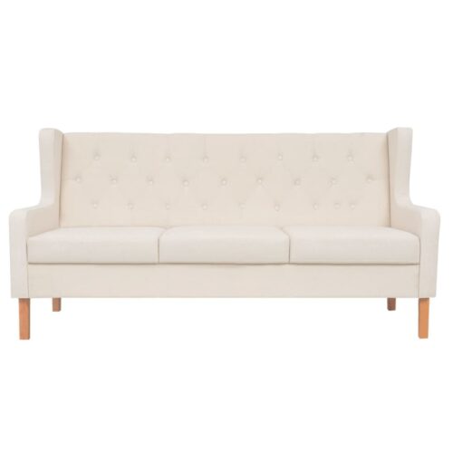 3-Seater Sofa Fabric Cream White - Image 2