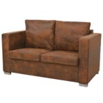 2-Seater Sofa 137x73x82cm Artificial Suede Leather