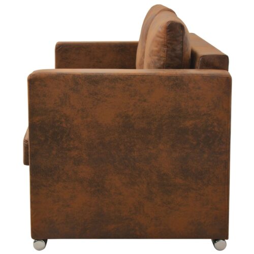 2-Seater Sofa 137x73x82cm Artificial Suede Leather - Image 3