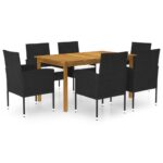 7-Piece Garden Dining Set Black Outdoor Patio Lounge Furniture