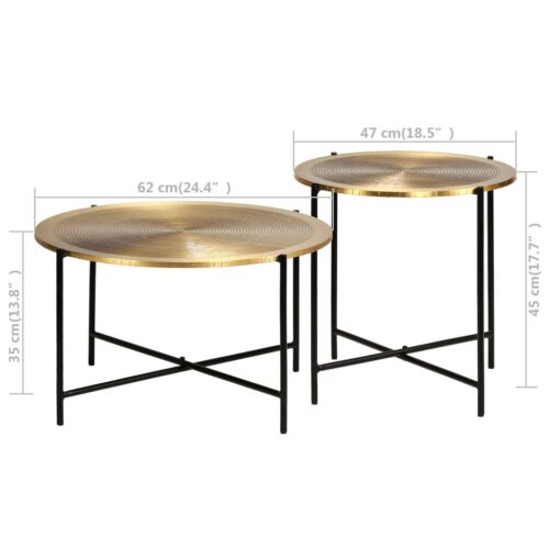 Table Set 2 Pieces Brass-covered MDF - Image 9