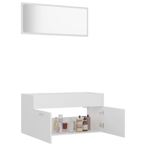 2-Piece Bathroom Furniture Set White Engineered Wood - Image 4