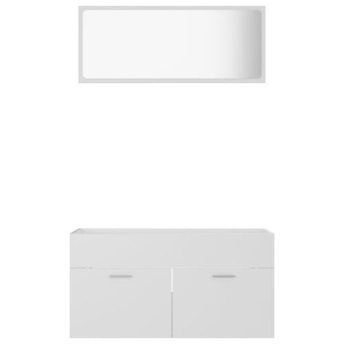 2-Piece Bathroom Furniture Set White Engineered Wood - Image 5