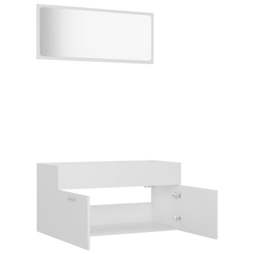 2-Piece Bathroom Furniture Set White Engineered Wood - Image 6