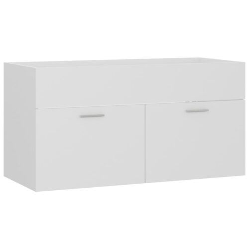 2-Piece Bathroom Furniture Set White Engineered Wood - Image 8
