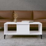 Coffee Table High Gloss White 90x50x36.5cm Engineered Wood