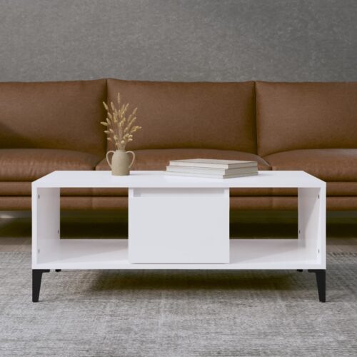 Coffee Table High Gloss White 90x50x36.5cm Engineered Wood