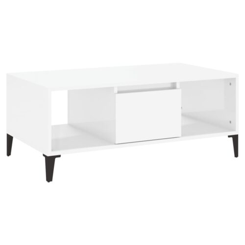 Coffee Table High Gloss White 90x50x36.5cm Engineered Wood - Image 2