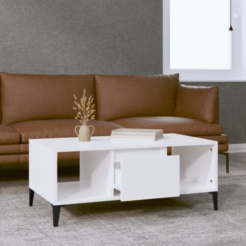 Coffee Table High Gloss White 90x50x36.5cm Engineered Wood - Image 3