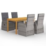 5-Piece Garden Dining Set Grey