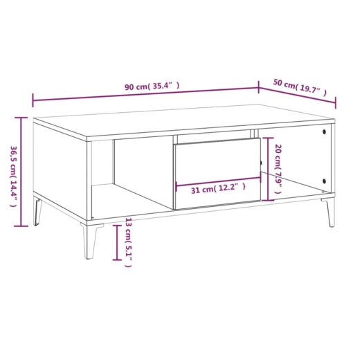 Coffee Table High Gloss White 90x50x36.5cm Engineered Wood - Image 9