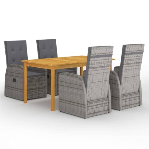 5-Piece Garden Dining Set Grey - Image 10