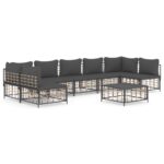 8-Piece Garden Lounge Set with Cushions Anthracite Poly Rattan