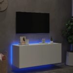 TV Wall Cabinet with LED Lights White 100x35x41cm
