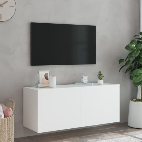 TV Wall Cabinet with LED Lights White 100x35x41cm - Image 4