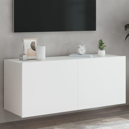 TV Wall Cabinet with LED Lights White 100x35x41cm - Image 11