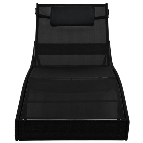 Outdoor Sun Lounger Recliner Garden Patio Beach Pool Lounge Chair Rattan Black - Image 3