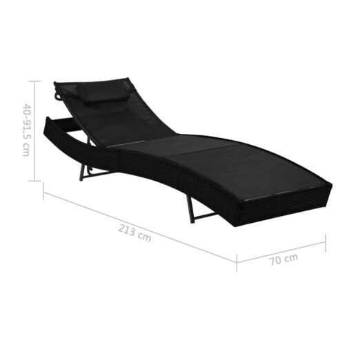 Outdoor Sun Lounger Recliner Garden Patio Beach Pool Lounge Chair Rattan Black - Image 6