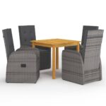 5-Piece Garden Dining Set Grey