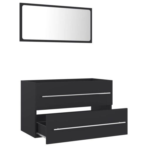 2-Piece Bathroom Furniture Set Grey Engineered Wood - Image 3