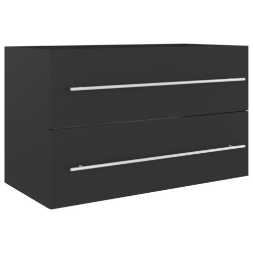 2-Piece Bathroom Furniture Set Grey Engineered Wood - Image 9