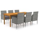 7-Piece Garden Dining Set Grey Outdoor Patio Lounge Furniture