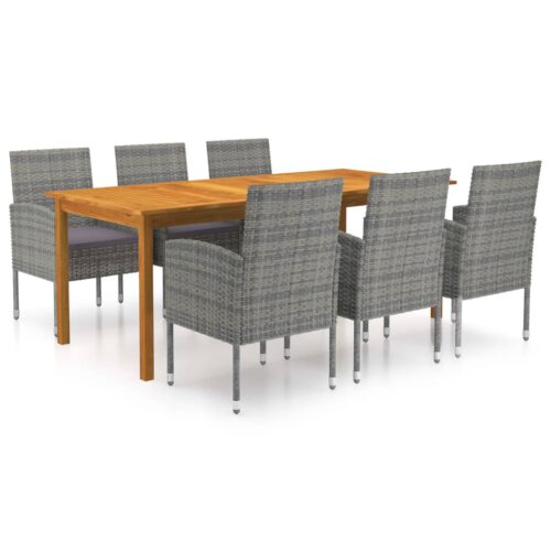 7-Piece Garden Dining Set Grey Outdoor Patio Lounge Furniture