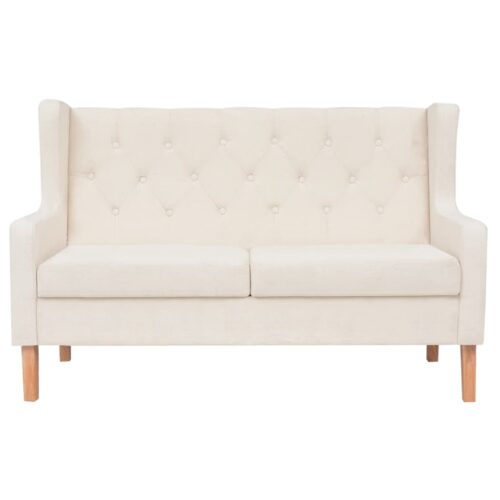 Sofa Set 2 Pieces Fabric Cream White - Image 7