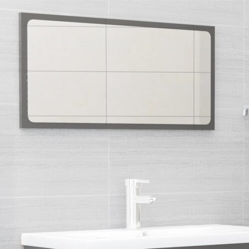 2-Piece Bathroom Furniture Set High Gloss Grey Engineered Wood - Image 6