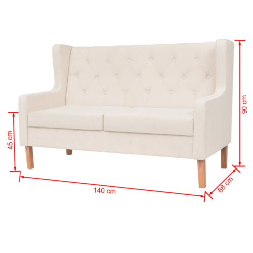Sofa Set 2 Pieces Fabric Cream White - Image 11