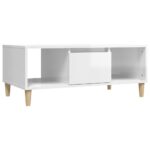 Coffee Table High Gloss White 90x50x36.5cm Engineered Wood