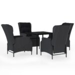 5-Piece Garden Dining Set Dark Grey