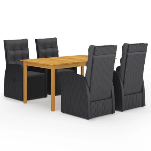 5-Piece Garden Dining Set Black