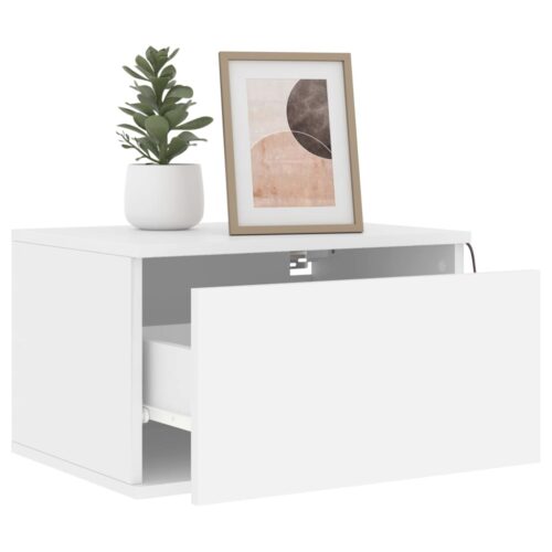Wall-mounted Bedside Cabinets with LED Lights 2pcs White - Image 4