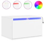 Wall-mounted Bedside Cabinets with LED Lights 2pcs White