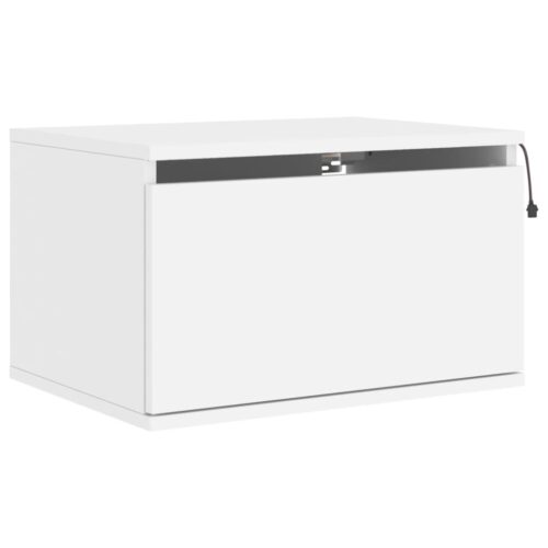 Wall-mounted Bedside Cabinets with LED Lights 2pcs White - Image 6