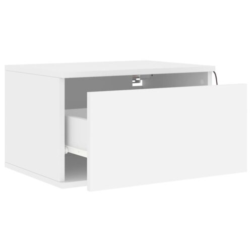 Wall-mounted Bedside Cabinets with LED Lights 2pcs White - Image 7