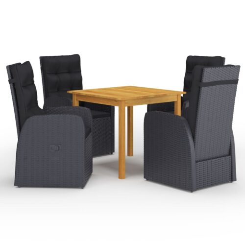 5-Piece Garden Dining Set Black - Image 11