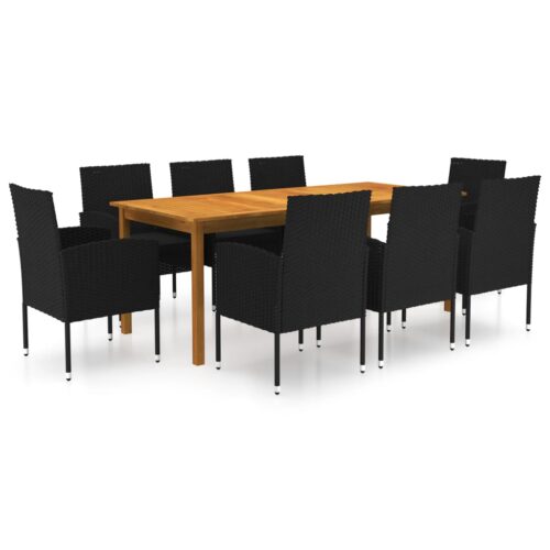 9-Piece Garden Dining Set Black Outdoor Patio Lounge Furniture - Image 9