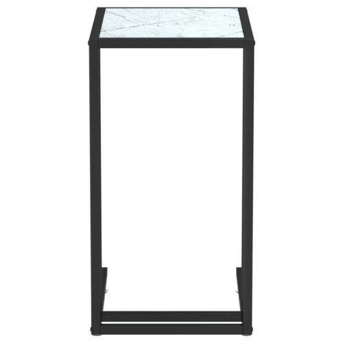 Computer Side Table White Marble 50x35x65cm Tempered Glass - Image 3