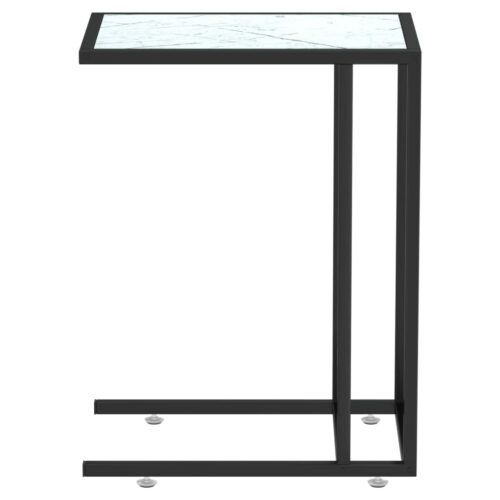 Computer Side Table White Marble 50x35x65cm Tempered Glass - Image 4