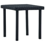Square Garden Tea Table Wicker Rattan Outdoor Patio Lounge Coffee Stand Black 40cm
