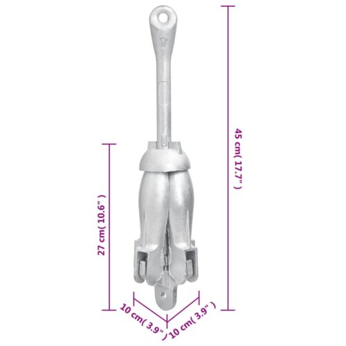 Folding Anchor with Rope Silver 4 kg Malleable Iron - Image 11