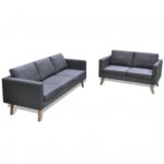 Sofa Set 2-Seater 3-Seater Fabric Dark Grey