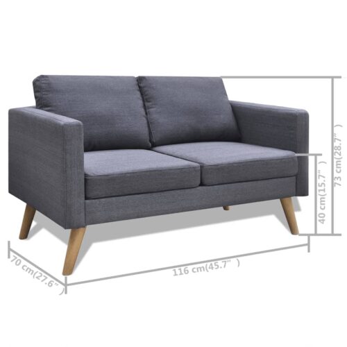 Sofa Set 2-Seater 3-Seater Fabric Dark Grey - Image 10