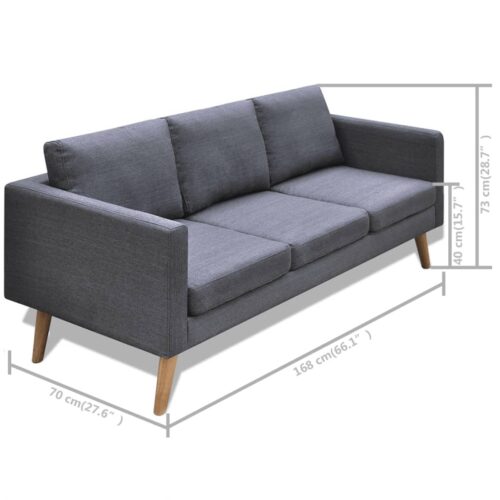 Sofa Set 2-Seater 3-Seater Fabric Dark Grey - Image 11
