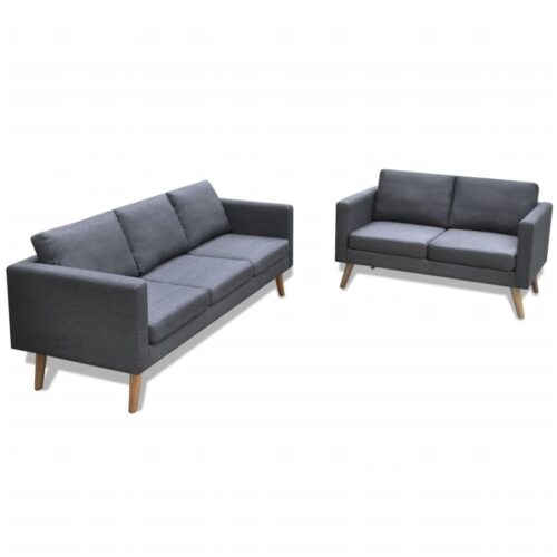Sofa Set 2-Seater 3-Seater Fabric Dark Grey - Image 12