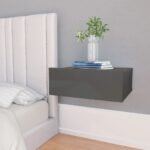 Floating Nightstand High Gloss Grey 40x30x15cm Engineered Wood