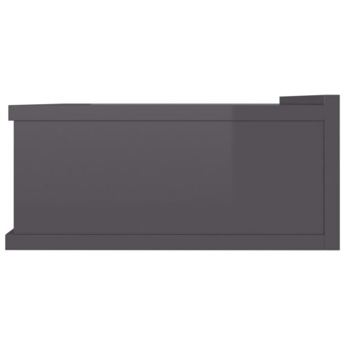 Floating Nightstand High Gloss Grey 40x30x15cm Engineered Wood - Image 5